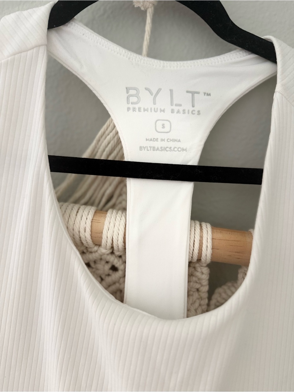 BYLT Basics White Ribbed Racerback Tank - Picture 7 of 9